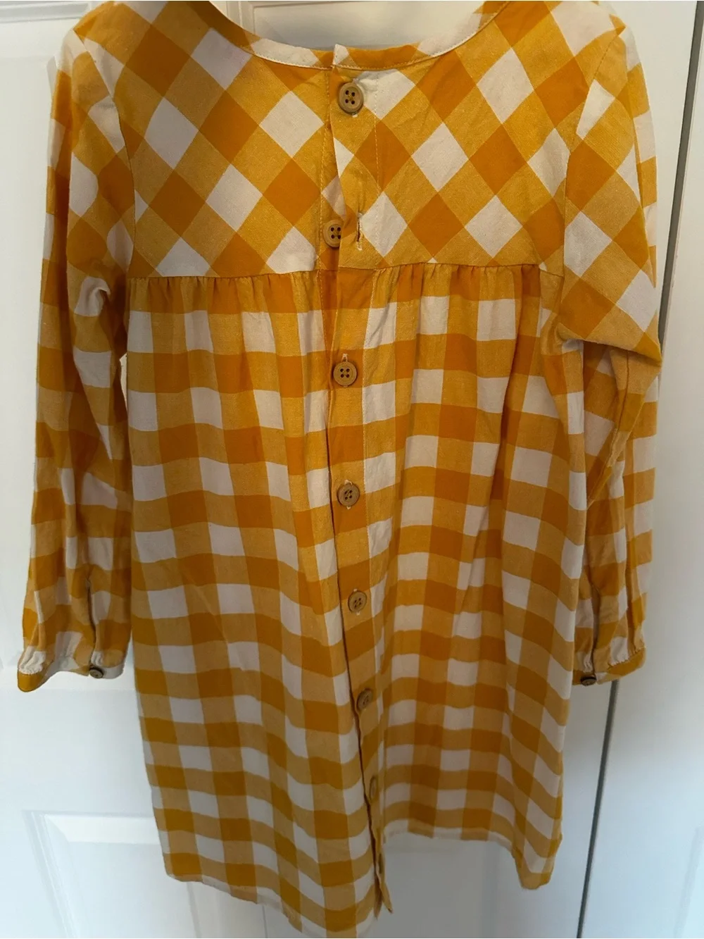 Ruffle Butts Yellow Gingham Long Sleeve Dress